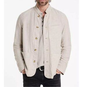 John Varvatos Collection Men's Officer Field Linen Button Front Jacket Ecru